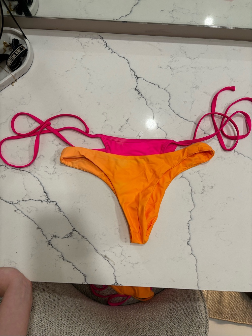 Strawberry Milk Mob Two-Tone Hot Pink & Orange Bikini Bottom